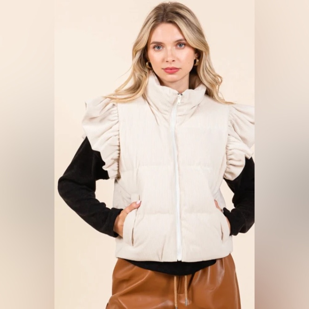 💚 2646. Pink Corduroy Puffer Vest - Picture 10 of 12